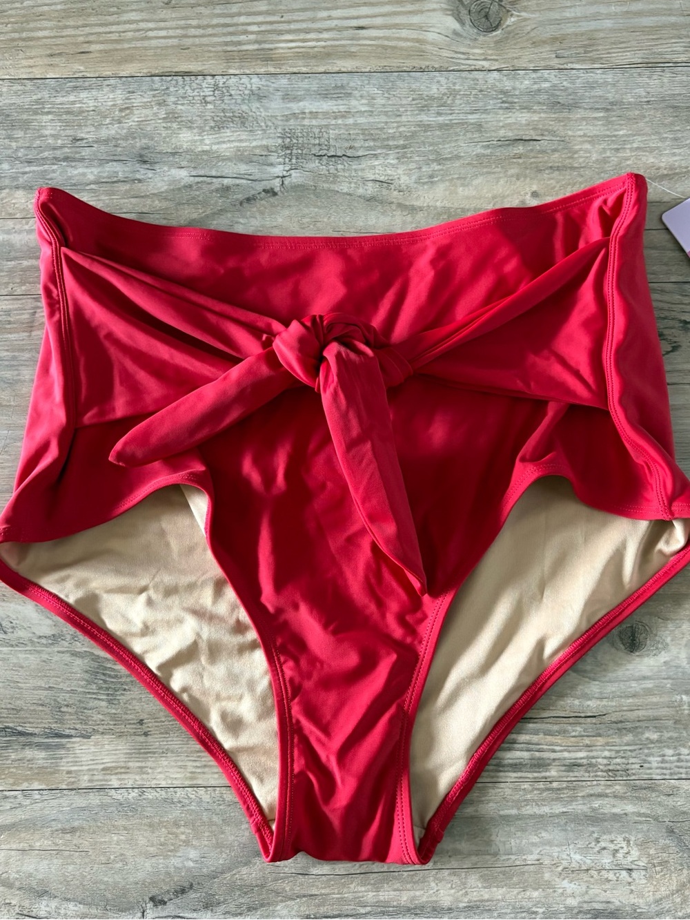 NWT Kortni Jean Women's Swim Tie-Up-Front Bottoms In Red Size XL